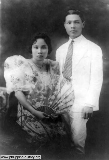 Old photo of a couple: Marcella and Aquilino Almoro, circa early 1900s.